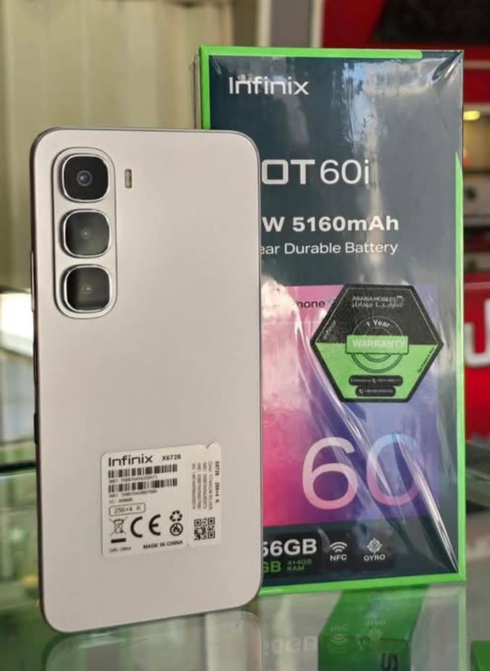 #قسم الجديد
انتباه✅ بسعر 🔥150 ألف🔥150 ألف🔥تفليش الاسعار
انفينكس Hot 60i   ذاكره  256 القوه والمتانه والجمال💛💛
✅المعالج:  Mediatek Helio G81 اداء سريع 
✅الكاميرا: دقه عاليه 50 ميكابيكسل تصوير احترافي 
✅الشاشه: حجم عملاق 6,7 بوصه 120 هرتزLCD 
✅البطاريه: 5160 ملي أمبير مع شحن سريع جدا
الشطره قرب قصر الحاج خيون رقم قسم المبيعات *********** نتشرف بزيارتكم 💛💚
