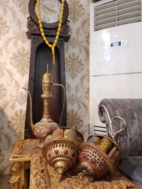 انتيكات تحفة قديمة زوج ثريات سقفية نحاس بريق ارتفاع 60 مكان بغداد استف...