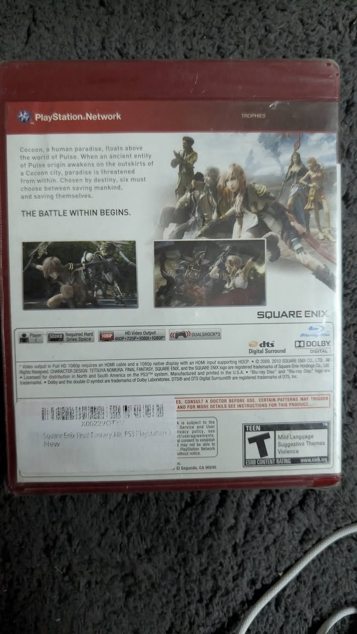 FINAL FANTASY Xlll  جديد كبس غير مستخدم سعره 25


**إذا كنت صاحب هذا الإعلان وتريد حذفه لأي سبب، رجاءا أرسل رسالة إلى الدعم الفني**