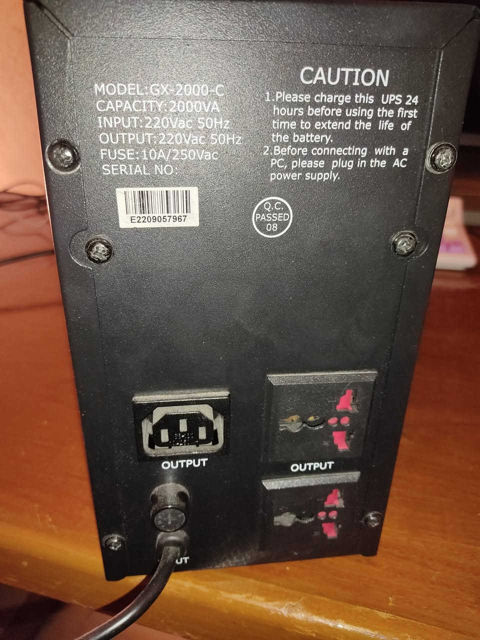 يو بي اس 1200 واط 2000VA

بطاريتة تشتغل بس بدت تصير ضعيفة

ب75 الف وية التوصيل، السعر🔒

***********
