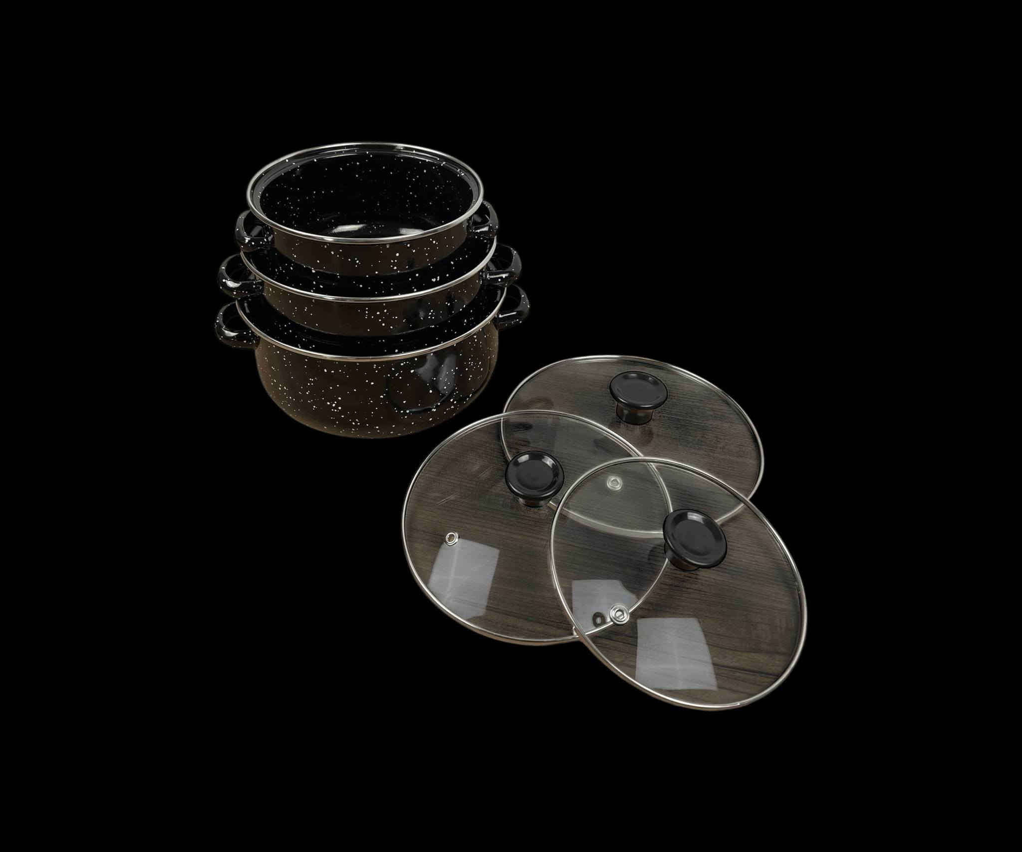 سيت قدور ايناميل ثلاثي (السعر في الخاص )
اللون اسود🖤
للاستفسار 
واتساب/اتصال ***********
تلكرام fars_aysa1
