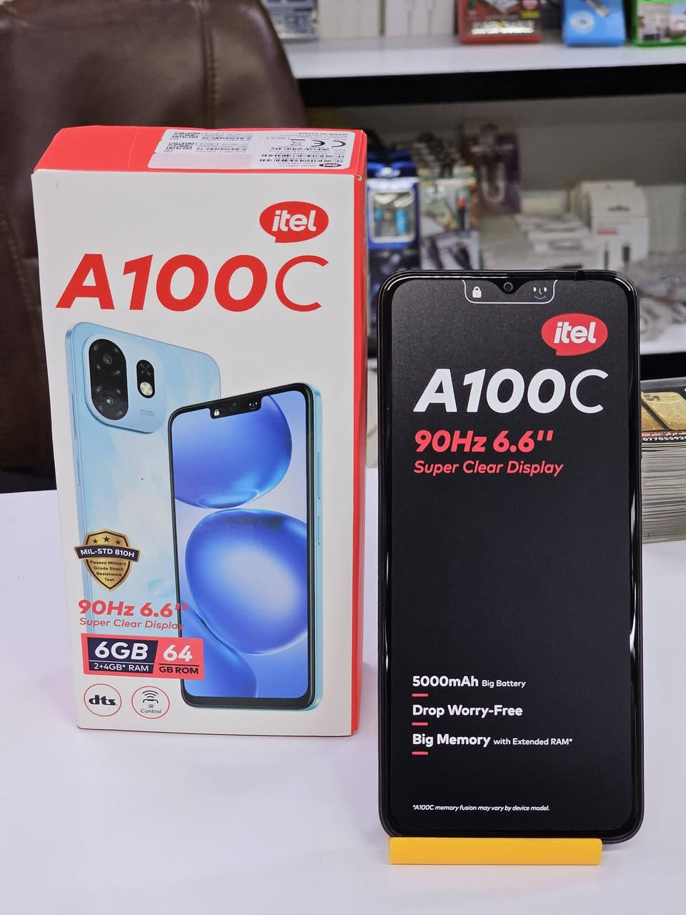 جهاز من شركة itel A100c
شاشة6.6
بطارية 5000ملي أمبير 
90هرتز
ذاكرة 64 
سعر 120الف دينار 
توصيل داخل ميسان 
ميسان حي العسكري خلف مركز الشرطة 
***********
