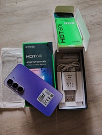 انفنكس هوت 60i ذاكرة 256 يدعم الشحن السريع 45 واط مع كافة ملحقاته  الس...