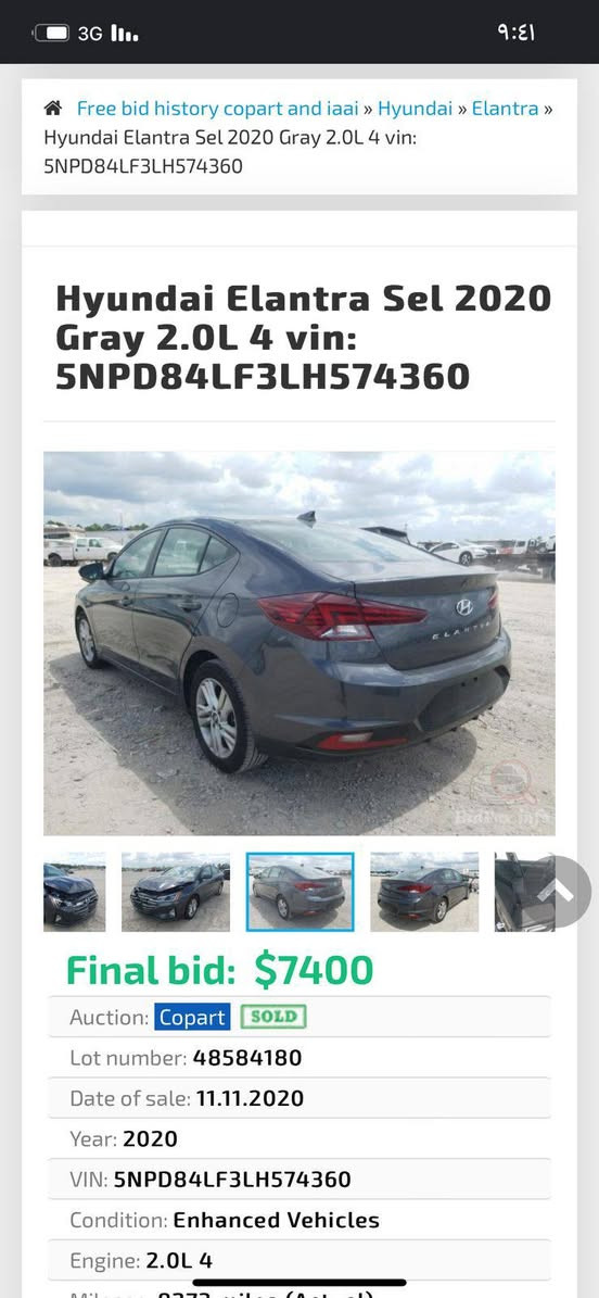 السلام عليكم
للبيع النترا 2020 وارد أمريكي صور الحادث مرفقه بلمنشور وصوره للسونار السياره بيها بارد بلباب الخلفي جهة العبري مكينه 2000 كير AT رقم اربيل دولي تحويل أو وكاله 

السعر ١٢٠$ وبيها مجال مكاني صويره

***********
