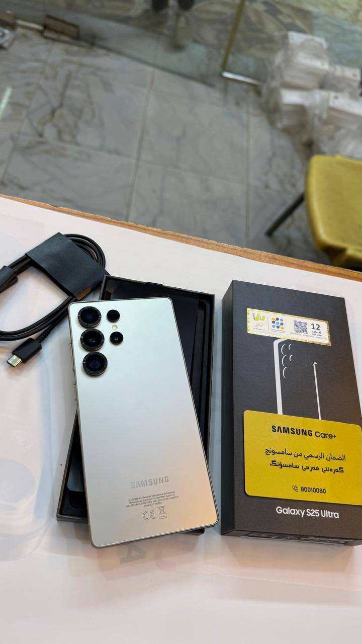 سامسونك كلكسي S25
Ultra ذاكرة 512 الذاكرة الجبيرة 
نضافة 100‎%‎
فقط مفتوح من الكارتون 
ضمان سنة شركة الوطني 
ضمان سنة كارت الشاشة
الاصلي مال وكالة 
     كامل ملحقات الاصلية
لا تخليه يفوتك نصيحة
***********
العنوان : العماره قطاع 28 شارع السوك مجاور عوينات الكرار مركز الشمس 
من تروح للمحل كول من طرف زهراء ♥️
