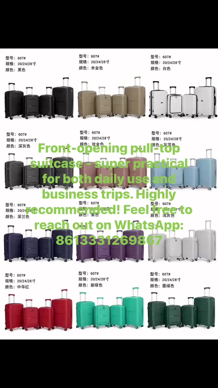 Front-opening pull-top suitcase - super practical for both daily use and business trips. Highly recommended! Feel free to reach out on WhatsApp: 8613331269867


**إذا كنت صاحب هذا الإعلان وتريد حذفه لأي سبب، رجاءا أرسل رسالة إلى الدعم الفني**