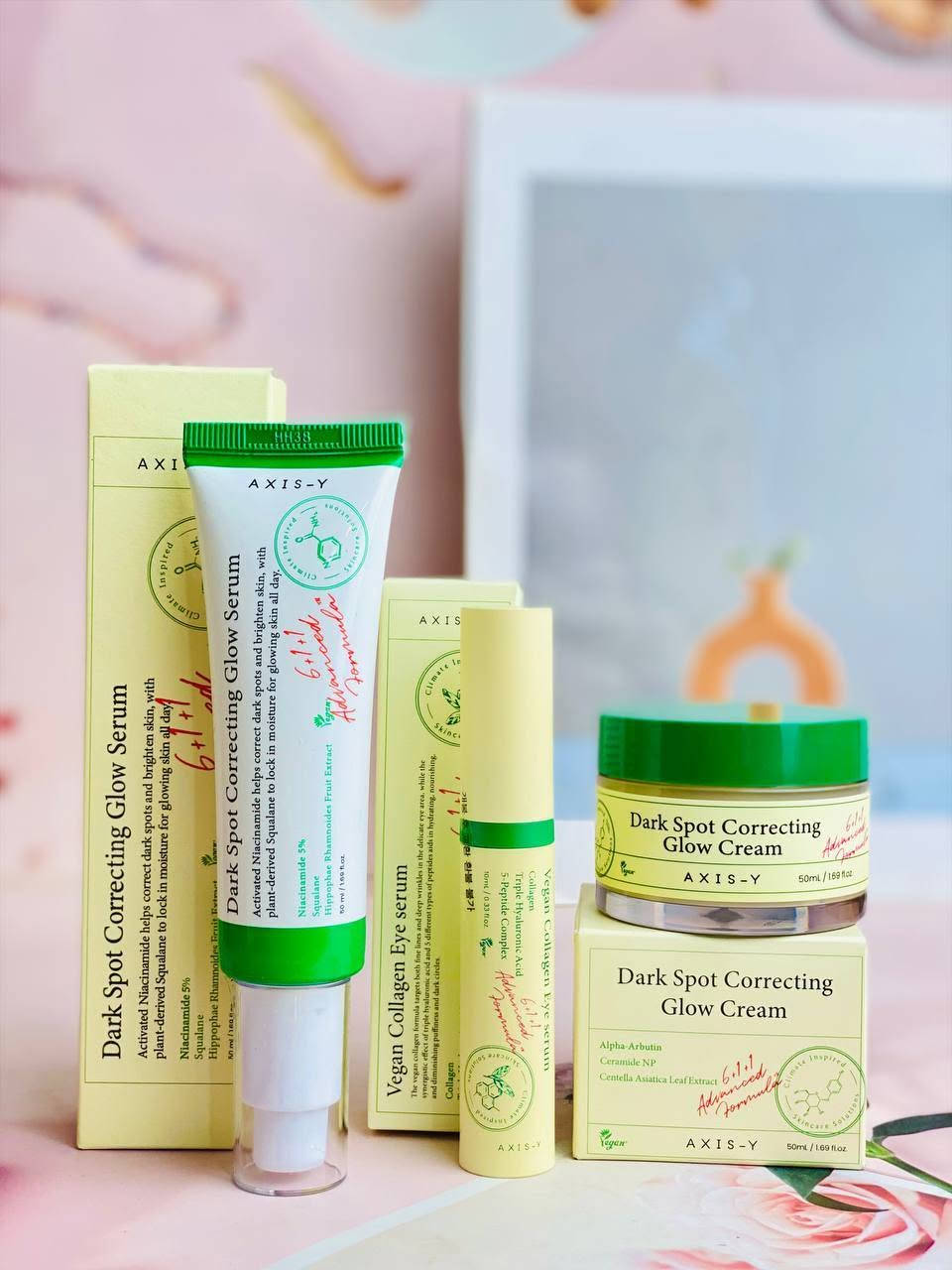💚 روتين النضارة المتكامل من AXIS-Y لـ بشرة زجاجية ومشرقة! 🌟

1️⃣ سيروم التفتيح الشهير:
 Dark Spot Correcting Glow Serum 🧪💚
 يحتوي على النياسيناميد بنسبة 5% والسكوالان، يعمل على تصحيح البقع الداكنة وتوحيد لون البشرة بفعالية ومنحها نضارة فورية!
2️⃣ كريم التفتيح والنضارة:
 Dark Spot Correcting Glow Cream 🧴🍃
 يحتوي على الألفا أربوتين ومستخلص السنتيلا، يرطب البشرة بعمق، يعالج التصبغات، ويحمي حاجز البشرة.
3️⃣ سيروم العين النباتي بالكولاجين:
 Vegan Collagen Eye Serum 👁️🍏
 يستهدف الخطوط الرفيعة والهالات السوداء حول العين بفضل تركيبته الغنية بالببتيدات وحمض الهيالورونيك الثلاثي والكولاجين النباتي.

لطلب والاستفسار مراسلتنا عبر الخاص 
يتوفر توصيل لكافة محافظات العراق ٤ آلاف فقط


**إذا كنت صاحب هذا الإعلان وتريد حذفه لأي سبب، رجاءا أرسل رسالة إلى الدعم الفني**