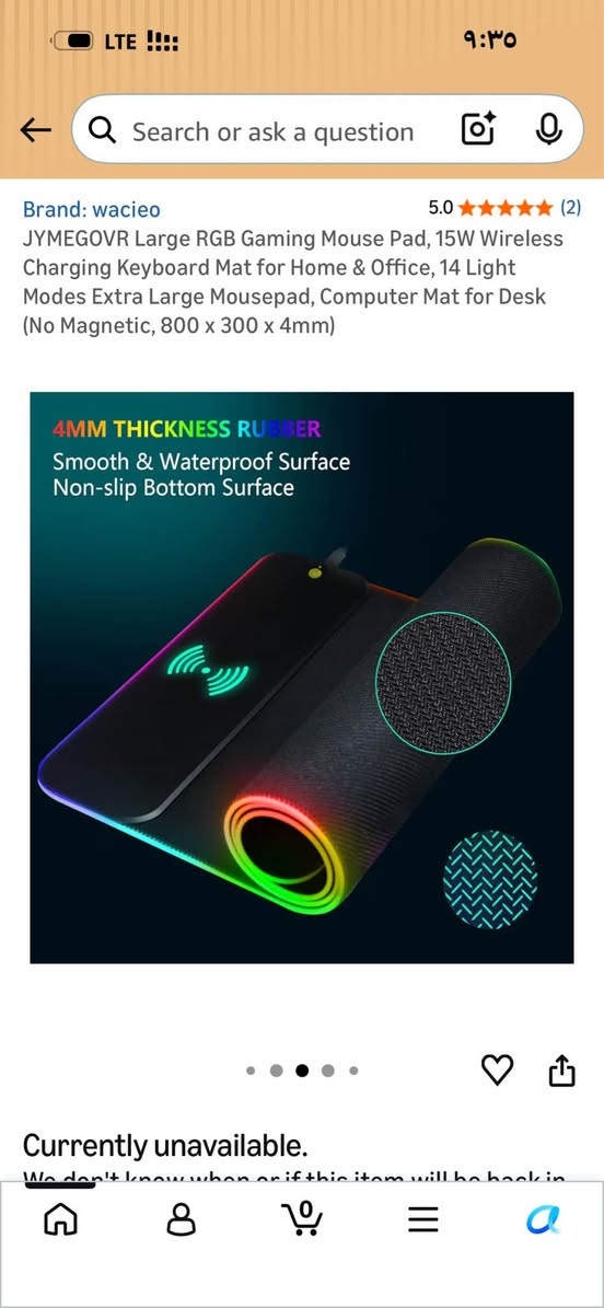 Mouse pad jwan kashxa sarnj rakysh la Amazon ba 40$ wak am nya bchoktra 

Ama zor jwan wa taybat 
Ba 30hzar dynar 

*********** WhatsApp السليمانية, العراق
