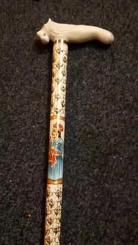 عصا باكورة برأس اسد ملكية معمولة بصياغة من العاج سن فيل اصلي عمل فني ن...