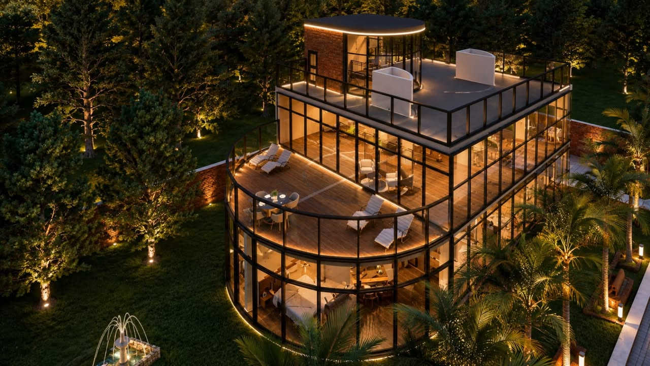 ✨ تصميم مزرعة عصرية على مساحة 1 دونم ✨

مشروع متكامل يجمع بين الفخامة والراحة والطابع العصري في بيئة طبيعية هادئة.

🔹 تصميم معماري حديث بواجهات زجاجية واسعة تسمح بدخول الضوء الطبيعي وتوفر إطلالات بانورامية على المساحات الخارجية.

🔹 مسبح دائري فاخر يتوسط المشروع، محاط بجلسات خارجية وممرات أنيقة تمنح المكان طابعًا استثنائيًا للاسترخاء والترفيه.

🔹 تنسيق حدائق متكامل مع أشجار النخيل والمساحات الخضراء التي تضفي أجواءً من الهدوء والخصوصية.

🔹 3 غرف نوم، اثنان منها بإطلالات مباشرة على المسبح والحدائق، مع تصميم داخلي عصري يعتمد على البساطة والأناقة.

🔹 منطقة ترفيهية مجهزة تشمل غرفة ألعاب وجلسات عائلية مريحة لتلبية احتياجات جميع أفراد الأسرة.

🔹 نظام إنارة مودرن داخلي وخارجي يبرز جمال التفاصيل المعمارية ويمنح المشروع مظهرًا فاخرًا خلال الفترة المسائية.

تصميم يجمع بين الجمال المعماري والوظائف العملية ليقدم تجربة معيشية وترفيهية متكاملة على مساحة 1 دونم فقط.

لأن كل مشروع يبدأ بفكرة… وBrick design  تحوله إلى واقع يليق بك. 

🔹انشاء و تنفيذ المخططات الهندسية
🔹تصميم و تنفيذ الواجهات
🔹تصميم داخلي
🔹تصميم فضاءات خارجية 
🔹تصميم منتجعات و مباني تجارية

للتواصل: واتس اب ***********

#تصميم_مزارع #تصميم_عصري #فلل_ومزارع #هندسة_معمارية #تصميم_داخلي #تنسيق_حدائق #مشاريع_معمارية
