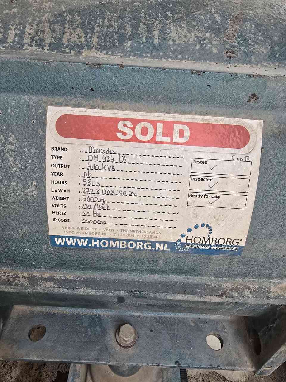 مولدة مارسيدس 400KVA 
12 سلندر 
***********
