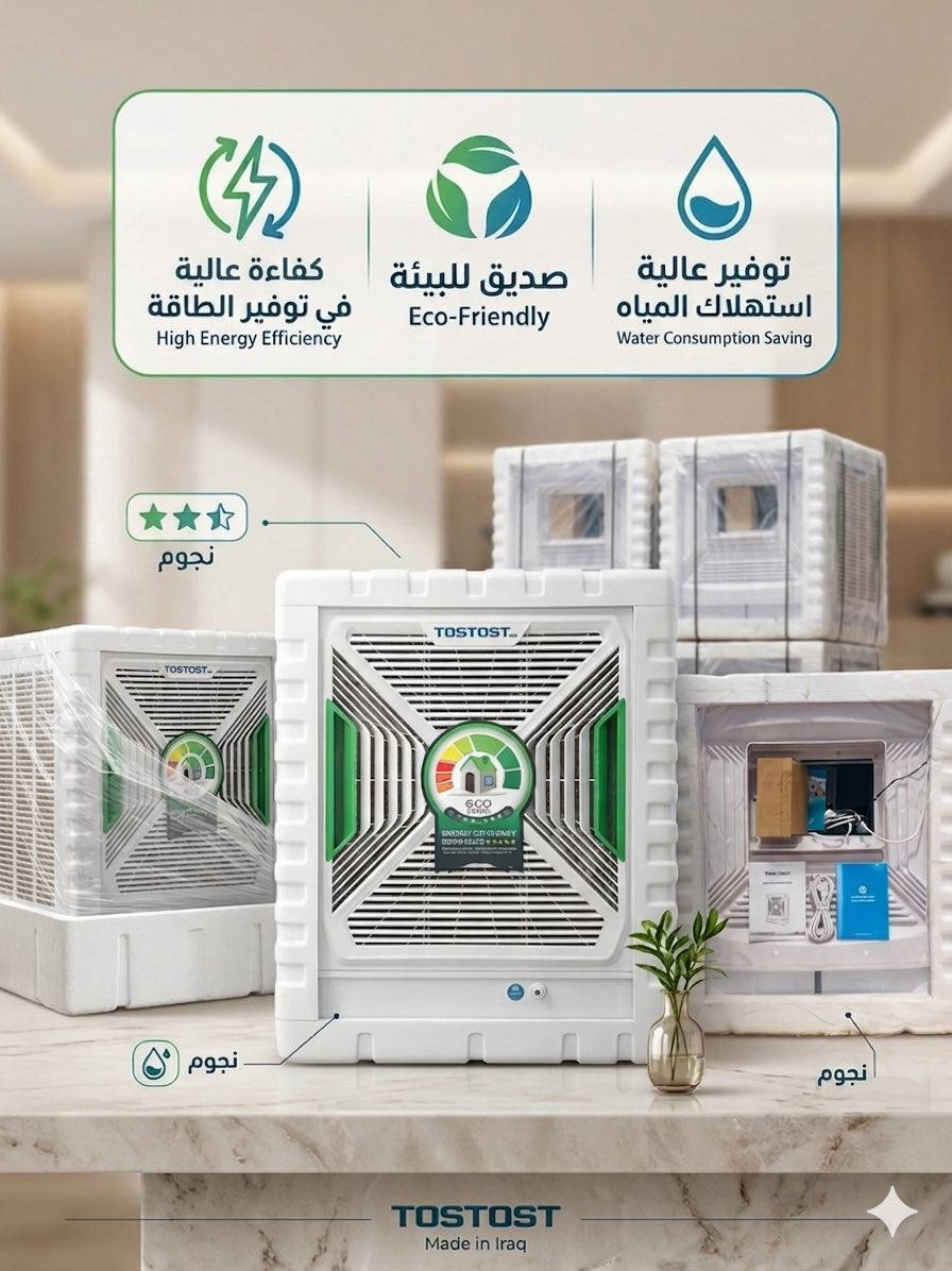 ⚜️مجمع الناصر التجاري ⚜️
نعتمد في تجارتنا على المواد الاصليه فقد 

وفرنالكم مبرده بلاستك حجم 3.5 توسوت

تبريد قوي.. ذكاء بيئي! ❄️🇮🇶
تعبت من حر الصيف ومصاريف الكهرباء والمطالب المستمرة للمي؟ مبردة توسوت (TOSTOST) إجتك بالحل المثالي والأنسب للأجواء العراقية، وبأحدث تكنولوجيا التوفير!
✨ ليش تختار مبردة توسوت؟
• توفير عالية استهلاك المياه: مصممة بنظام ذكي يقلل من هدر المياه ويضمن لك تشغيل طويل ومستمر بدون قلق.
• كفاءة عالية في توفير الطاقة: وداعاً للأمبيرات العالية! المبردة تعمل بكفاءة ممتازة واستهلاك طاقة منخفض يناسب المولدات والكهرباء الوطنية.
• صديقة للبيئة (Eco-Friendly): تعتمد على "تكنولوجيا التوفير الأحدث" لتقليل الانبعاثات وضمان هواء نقي وصحي لعائلتك.
• تبريد قوي، ذكاء بيئي: تجمع بين قوة الدفع والتبريد السريع وبين الذكاء في استهلاك الموارد.
🏗️ فخر الصناعة العرقية 🇮🇶
منتج وطني بمواصفات عالمية، مصنع بعناية ليلبي احتياجات البيت العراقي وبأعلى معايير الجودة والمتانة.

📍العنوان تكريت قضاء العلم 
***********
ليث الناصر

