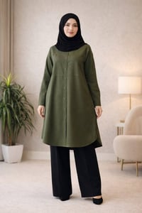 جبه ديانا زيتوني • قماش كريب • مقاسات ٤٢-٥٤