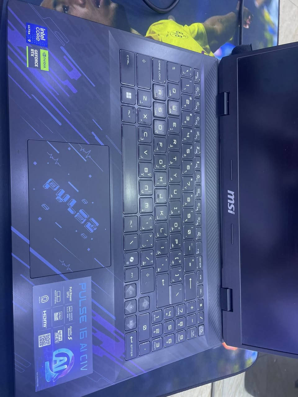 MSI pulse
ultra 9 185H
ram 32G 
ssd 1T 
RTX 4060  8G 
•الشاشة 16 إنج
 •الدقّة: QHD+
•يعني 2560×1600
تردد : 240hz 
نضافه 100‎%‎ 
كامل ملحقاته الاصليه شاحنه و باكيت 
السعر : 1،900،000
بغداد - المنصور 
يوجد توصيل 
***********
