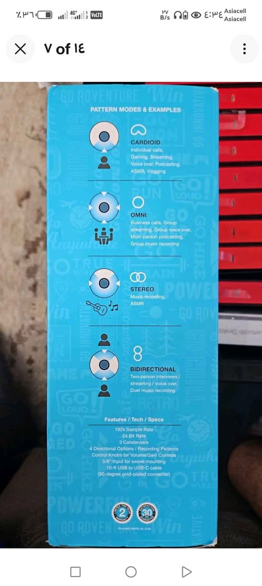 ‎ميكروفون JLab Talk Pro USB هو جهاز تسجيل صوتي احترافي يتميز بما يلي: 
معدل تسجيل يصل إلى 192 كيلوهرت‎ بغداد, العراق


**إذا كنت صاحب هذا الإعلان وتريد حذفه لأي سبب، رجاءا أرسل رسالة إلى الدعم الفني**