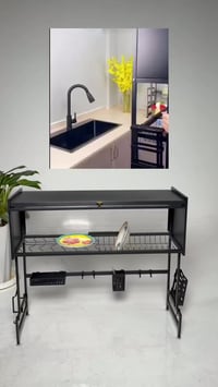 رف تجفيف • فوق المغسلة • هيكل أسود