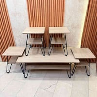 سيت طبله 4+1 سطح خشب Hdf رجل حديد صبغ حراري  قياس الطبله الكبيره  ارتف...