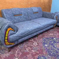 تخم مودرن ١٠ مقاعد • قماش كتان مبطن • خشب روسي