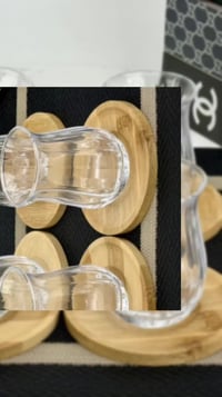 طقم استكانات كريستال • صحون بامبو • ٦ قطع