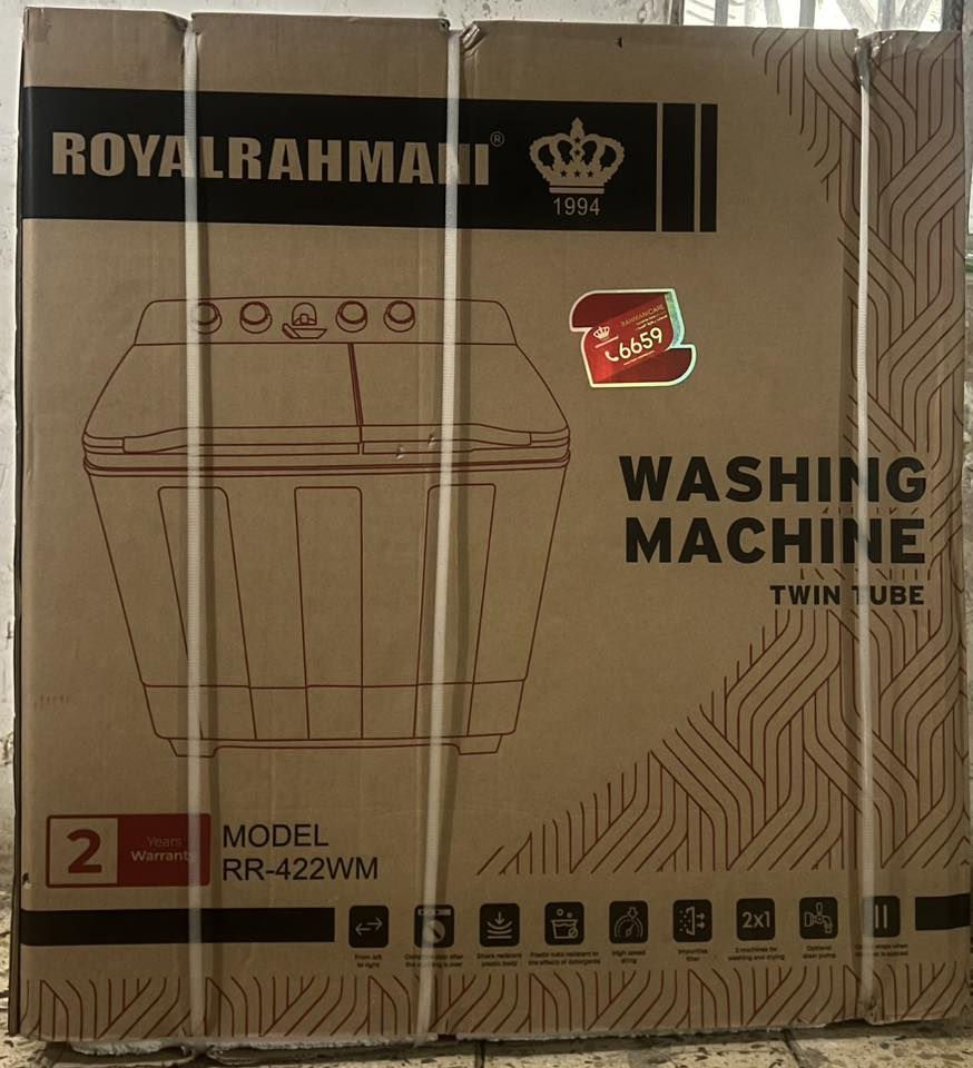 سلام عليكم ورحمة الله وبركاته
غسالة ROYAL RAHMANI رويال رحماني 
جديدة بلباكيت غير مستعملة 

غسالة توين تيوب (حوضين)
📦 جديدة 100% وما مفتوحه
✅ سعة الغسل 12 كيلو
✅ سعة العصر 7 كيلو
✅ قوة الغسل 500 واط
✅ قوة العصر 200 واط
✅ موفرة كهرباء
✅ فولتية 220–240V
✅ مقاومة للماء IPX4
✅ ضمان سنتين

السعر 270وبيه مجال ان شاء الله 
مكاني بغداد الغزالية 
هاتف ***********بي واتساب
