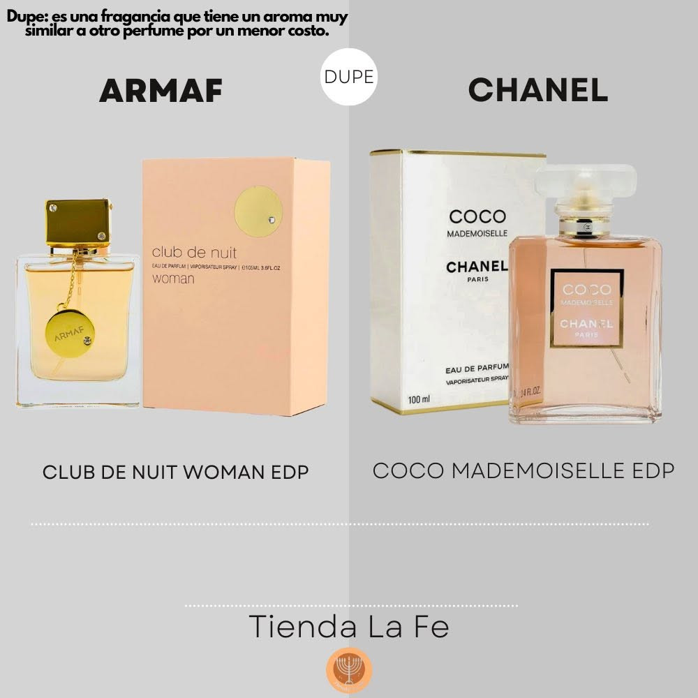 Club de Nuit Woman Armaf 
من اجمل والطف العطور النسائية 
بديل لعطر كوكو شانيل مدمزيل

عطر زهري - فواكه للنساء . إفتتاحية العطر البرتقال, البرغموت, الجريب فروت و الخوخ; قلب العطر الورد, الياسمين, الليتشي و إبره الراعي; قاعدة العطر تتكون من الباتشولي, المسك, الفانيليا و نجيل الهند.


**إذا كنت صاحب هذا الإعلان وتريد حذفه لأي سبب، رجاءا أرسل رسالة إلى الدعم الفني**