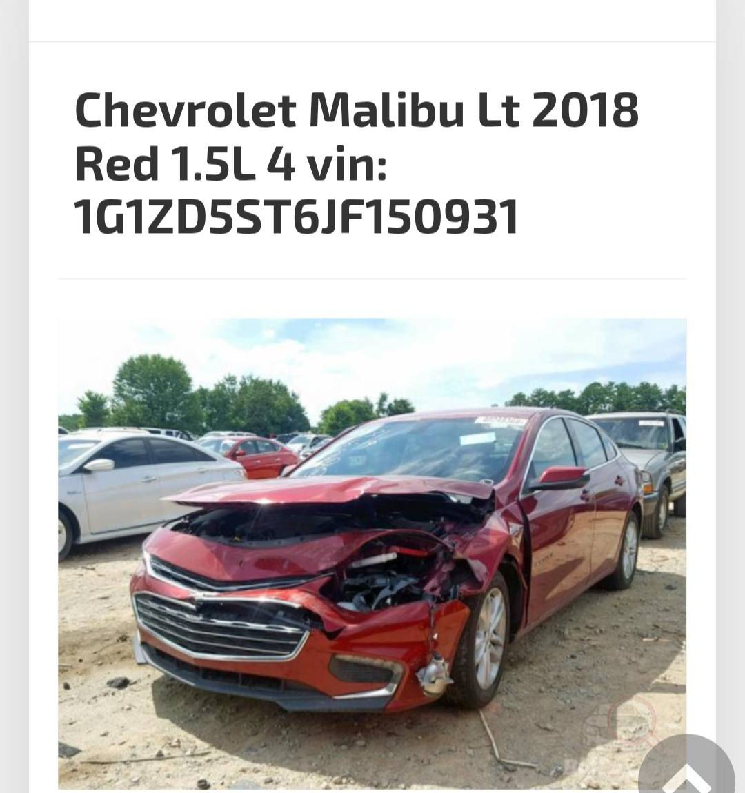 السلام عليكم ماليبو 2018 LT رقم انكليزي سنويه وهزه جديده سياره حادثها وسونار مرفقات بل صور كير مكينه صدر حداديه خير من الله محرك 1500 تيربو سياره جاهزه سعر 95 عنوان بغداد زيونه رقم ***********
