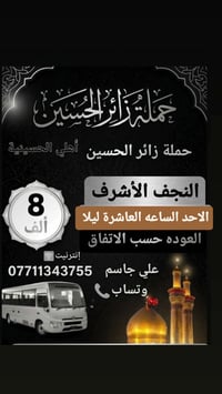 حملة زائر الحسين • النجف الاشرف • الأحد ١٠ليلا/٨ص