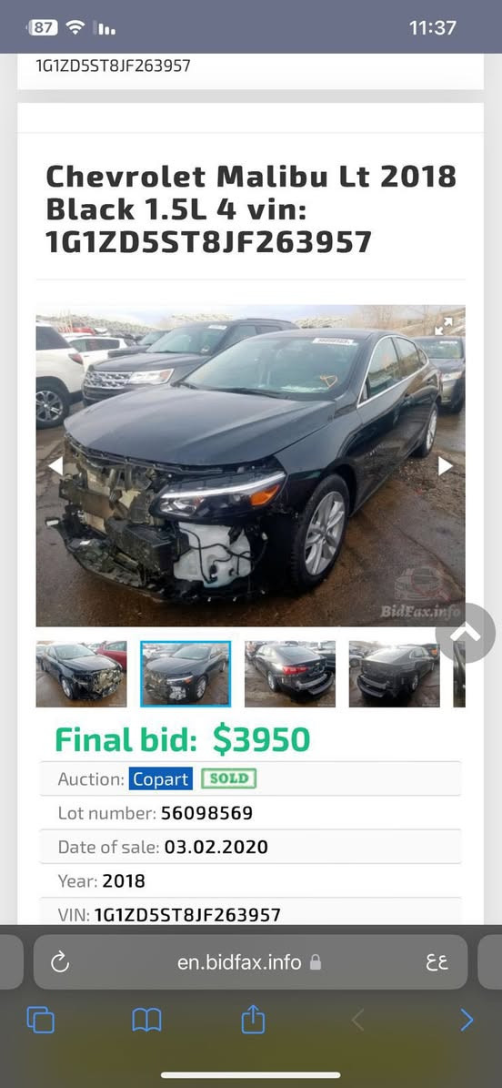 السلام عليكم .. ماليبو موديل 2018 
مواصفات lt
سياره مابيها حادث 
ماشيه 85mi
بصمة ابواب +الجنطه
تحديد مسار
مثبت سرعه
تحكمات استيرن 
شاشه كبيره 
تبريد قطعتين 
محرك 1.5 
سياره باسمي تحويل ثاني يوم 
رايدها ب115$ وبيها مجال لان بيها نقوصات مستعجل ع بيعتها
***********
