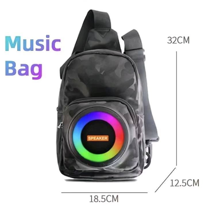 هذه حقيبة كتف CH-M802 مع سماعة بلوتوث لاسلكية مدمجة. تصميم فريد يجمع بين حقيبة كتف وسماعة محمولة. مزودة بأضواء LED ملونة وامضة. سعة البطارية: 2500 مللي أمبير. نطاق لاسلكي أقصى يبلغ أقل من 10 أمتار. تدعم بطاقة الذاكرة (TF) وراديو FM.
