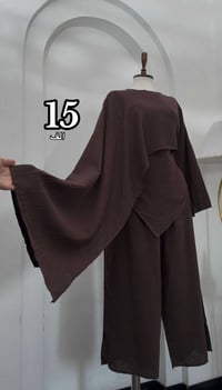 سعر 15✅ #ازياء_مارشملو  طقم 3 قطع دابل إيطالي صيفي وشاح متصل يغطي الور...