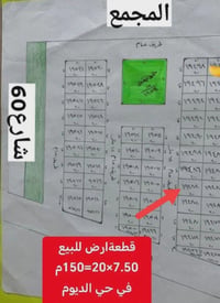 تكريت الديوم • ١٥٠متر • واجهة ٧.٥متر