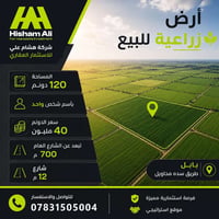 أرض زراعية • ١٢٠ دونم • بابل-طريق سدة المحاويل