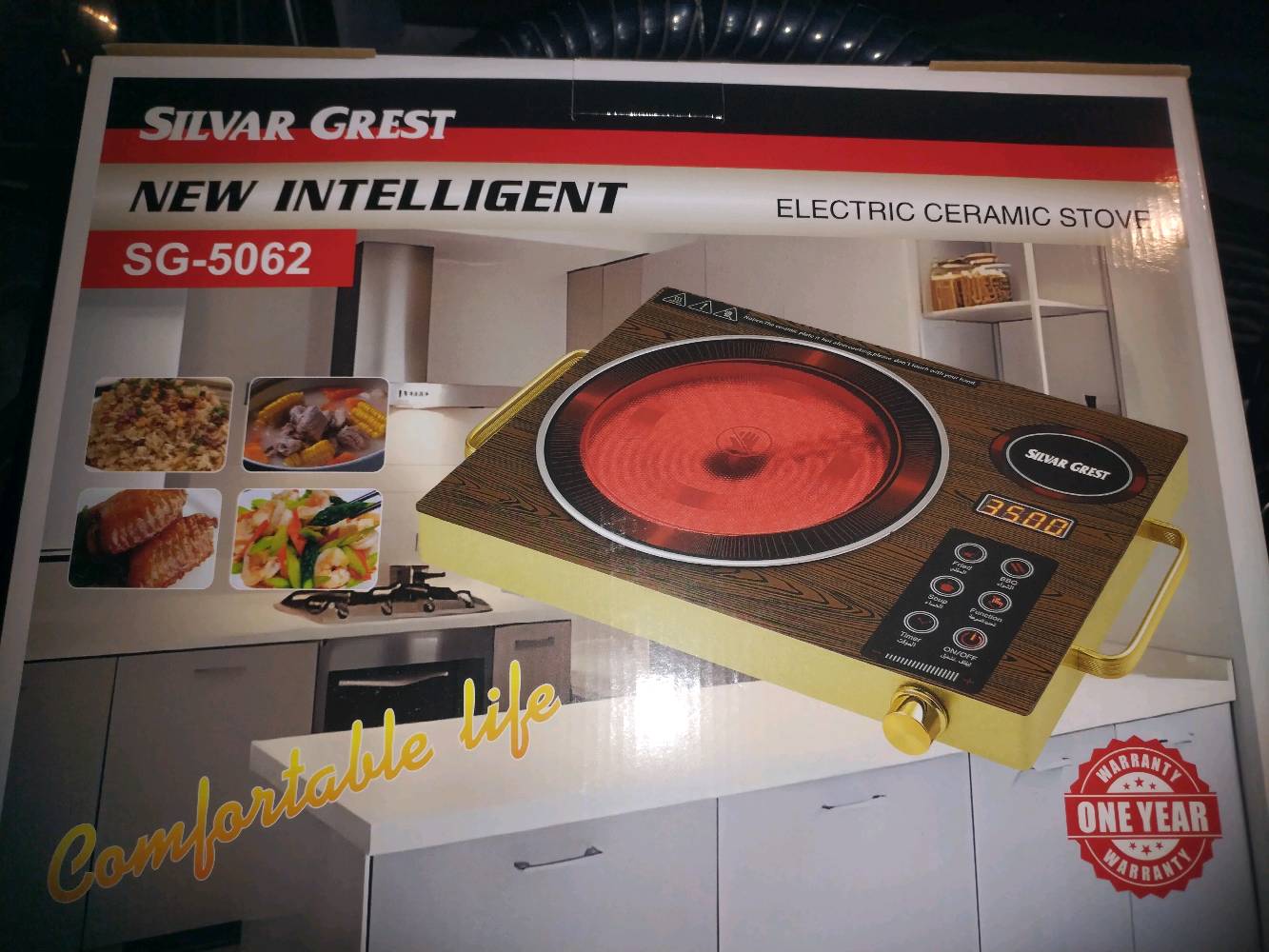 للبيع طباخ كهربائي سيراميكي من نوع سيلفر كريست، موديل SG-5062، جديد ومغلف بالعلبة. يتميز بتصميم عصري وميزات ذكية لتسهيل عملية الطهي. يأتي بضمان لمدة عام لراحة بالك. مثالي للمطابخ العصرية والمتطلبات اليومية. السعر تنافسي ويستحق التجربة.