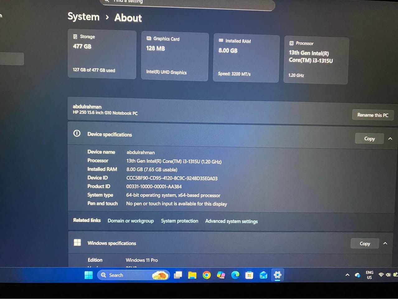 السلام عليكم لابتوب للبيع فئة HP250G10

حيل نضيف  ومابي اي خدش او اي ضرر  قليل الاستخدام

المعالج intel core i3 بسرعه1.20 جيجا هرتز 

مساحة 477 كيكا  ورام 8 كيكا

شحن يطول وياك فوك ساعة يجي ويا شاحنه اصلي وجنطه خاص

300 الف وبي مجال بغداد, العراق


**إذا كنت صاحب هذا الإعلان وتريد حذفه لأي سبب، رجاءا أرسل رسالة إلى الدعم الفني**