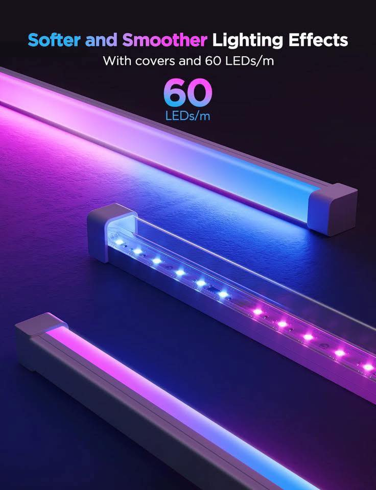 Govee Strip Light with Cover
مقياس (5متر)
 نقلة نوعية في عالم الإضاءة الذكية! ✨
هل مللت من شكل شريط الليد التقليدي ونقاط الإضاءة المكشوفة؟ حان الوقت لترقية غرفتك مع موديل Govee H61B5 الجديد كلياً! 🌈
لماذا هذا الموديل هو الأفضل حالياً؟
✅ تغطية كاملة (Built-in Diffuser): يأتي مع قنوات ناشرة للضوء تجعل الإضاءة ناعمة، متصلة، وبدون أي "بقع" ضوئية مزعجة للعين  إضاءة نيون ناعمة ومتصلة كأنها قطعة فنية في غرفتك. التطور اللي تحتاجه زاوية أحلامك
✅ كثافة LED مضاعفة: يحتوي على 60 مصباح في المتر الواحد، مما يضمن لك سطوعاً جباراً وتدرج ألوان فائق النعومة.
✅ تكنولوجيا RGBIC: تحكم بكل جزء من الشريط بلون مختلف في نفس الوقت، لتصنع لوحة فنية خاصة بك.
✅ تصميم الزوايا الذكي: يتضمن قطعاً خاصة للزوايا الداخلية والخارجية لتركيب احترافي ونظيف تماماً.
✅ ذكاء اصطناعي وتفاعل صوتي: متوافق مع Alexa و Google Assistant، ويتفاعل مع الموسيقى ليحول غرفتك إلى استوديو حقيقي! 🎶
ثالي لـ:
• خلفية السيت-أب (Gaming Setup).
• إضاءة الأسقف والممرات (Skirting).
• الديكورات المودرن التي تبحث عن الفخامة.


**إذا كنت صاحب هذا الإعلان وتريد حذفه لأي سبب، رجاءا أرسل رسالة إلى الدعم الفني**