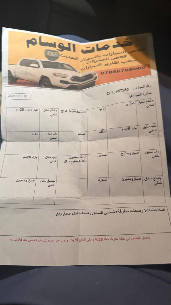 كورلا موديل 2018 صبغ 4 قطع سونار موجود ويا المنشور  كير محرك صدر تبريد كله بشرط رقم اربيل جديد السعر 107 بي مجال مكاني كركوك *********** كركوك, العراق
