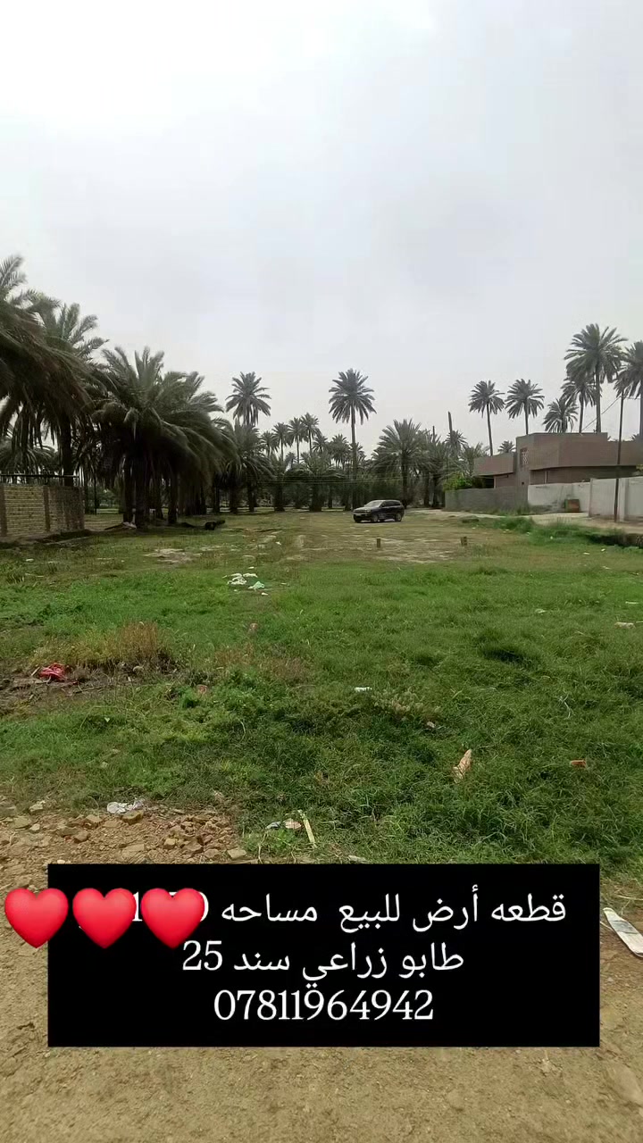 🏕 /للبيع قطعة  أرض زراعية مساحة ١٥٠٠ م   طابو زراعي صرف سند ٢٥ ❤️
الواجهه ٢٣
النزال ٦٦ 

#صالحة للزراعة والاستثمار.
#متوفر جميع الخدمات (ماء، كهرباء، طرق مبلطة).
#فرصة مناسبة للسكن أو المشاريع الزراعية والاستثمارية

🌎 الموقع / بابل نادر ٣ قرب معمل غاز الحـلة 

للأستفسار أكثر الاتصال 

 ابو يوسف الجنابي / ***********
 #ريلزات  #عقار  #للبيع  #مشاهدات  #ريلز #تحتوي #شارع_٦٠ #فرصة #هاشتاك #متوفر #زراعي  #دونم #تفاعل #تفاعلات #عقارات #مميز #للبيع
