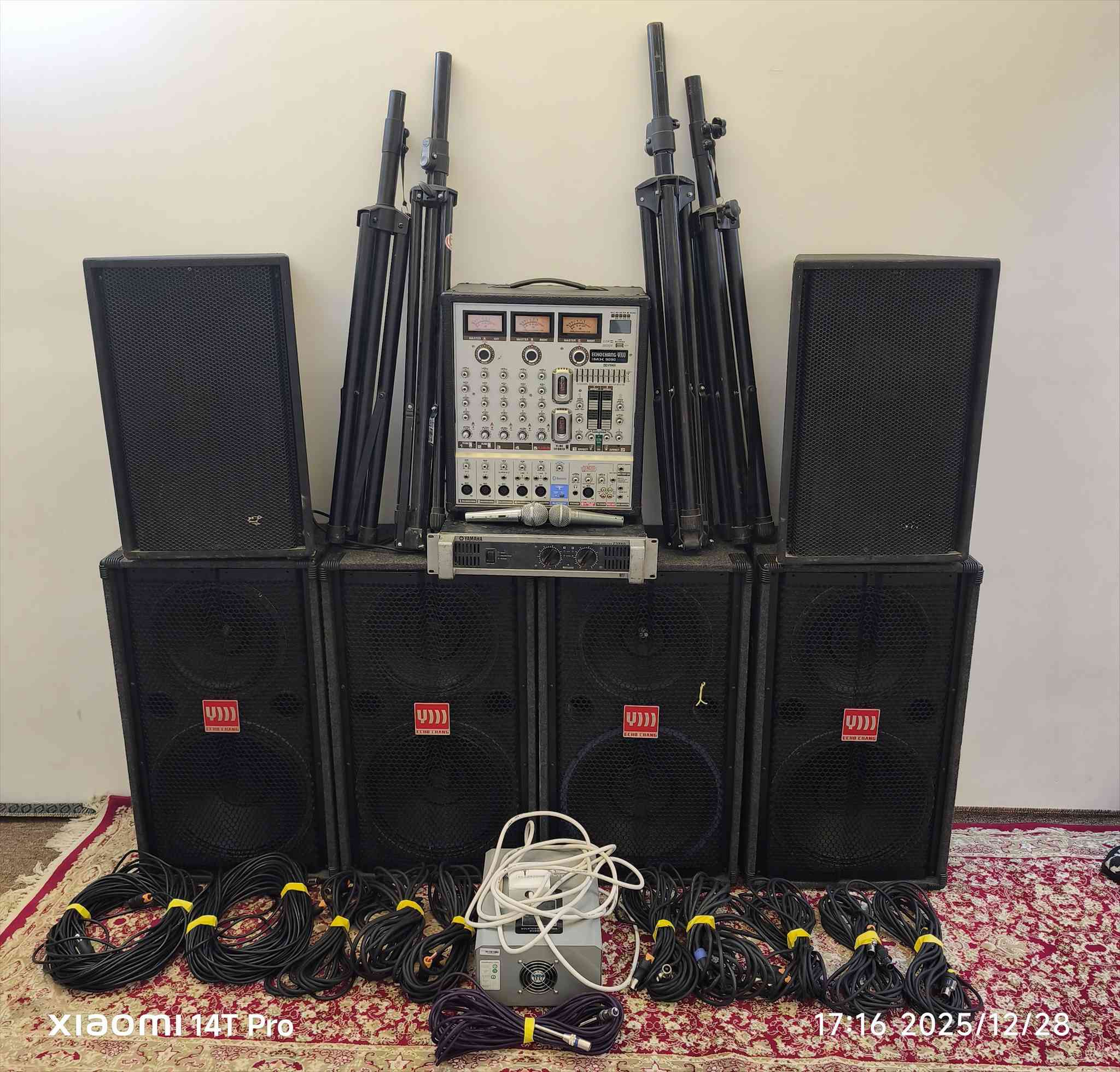 جهاز 9090اصلي اخو الجديد
سماعات 12في 15  ايكو جنك
بور يوماها اصلي 5000 اصلي 
مايكات عدد 2 جاسكو اصلي بيتا 58اصلي
وايرات سماعه 14واير 
ستاندات زوجين 
رافع قدره اصلي
بغداد ***********
