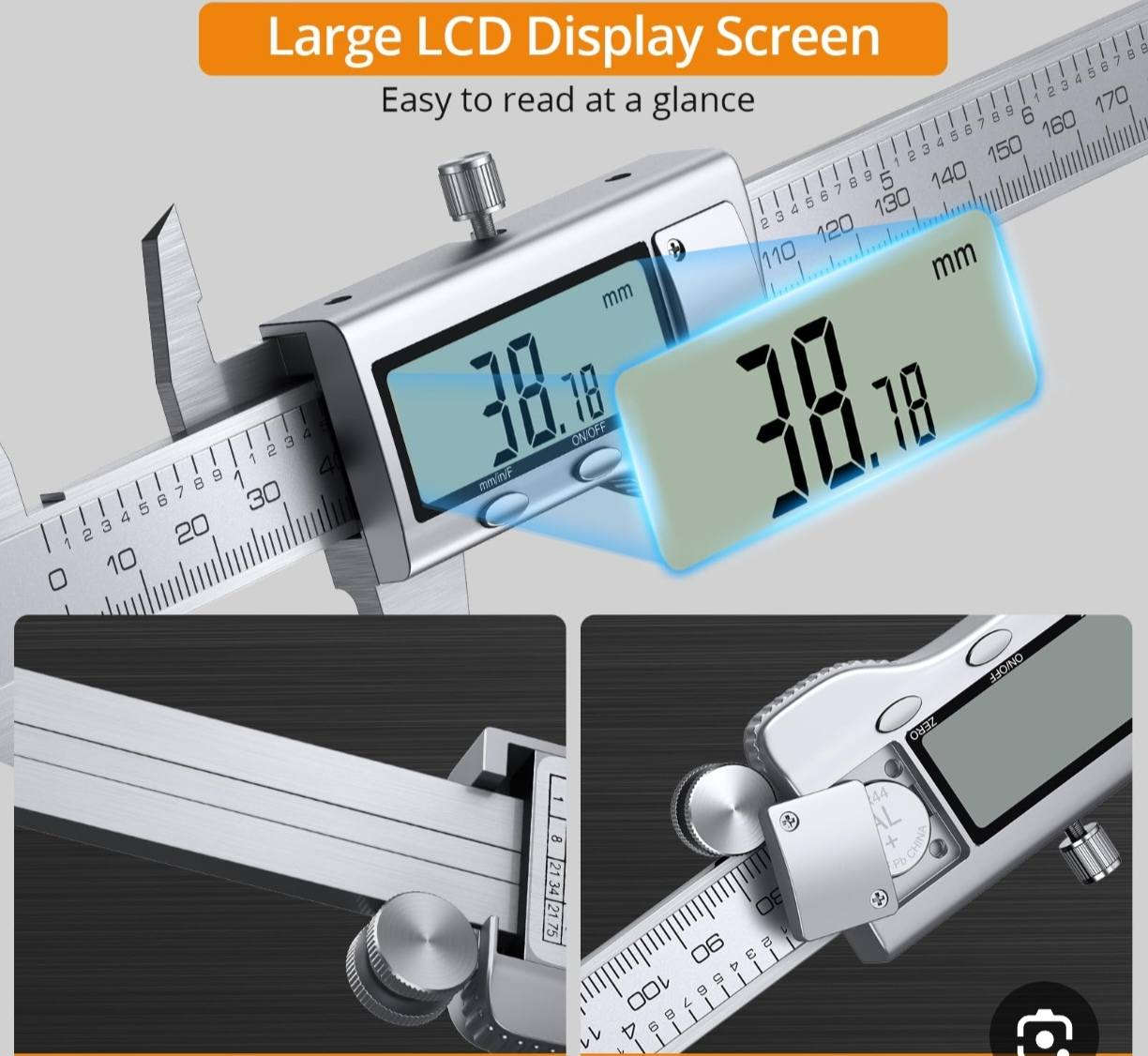 فرجار رقمي (Digital Caliper) من العلامة التجارية ACEMETER.
القياس: يتميز بقياس يصل إلى 150 ملم أو 6 بوصات. 

الوظيفة: أداة قياس دقيقة تستخدم لقياس الأبعاد الخارجية، الداخلية، والعمق. 

المميزات: شاشة LCD لعرض القراءات، والقدرة على التحويل بين الوحدات (ملم/بوصة). 

النوع: فرجار رقمي إلكتروني، يغني عن قراءة المقاي
الماني المنشأ


**إذا كنت صاحب هذا الإعلان وتريد حذفه لأي سبب، رجاءا أرسل رسالة إلى الدعم الفني**