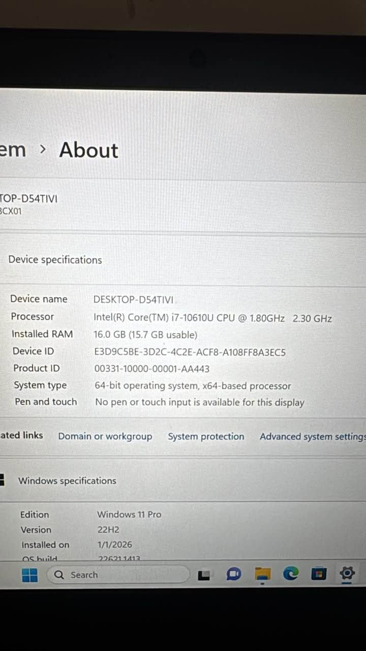 LENOVO T14S
CORE 7
GEN 10
RAM =16 GB
HARD=512 ssd
FHD=1920*1080
Screen 📺 =14”
السعر =350 الف
*********** النجف, العراق

