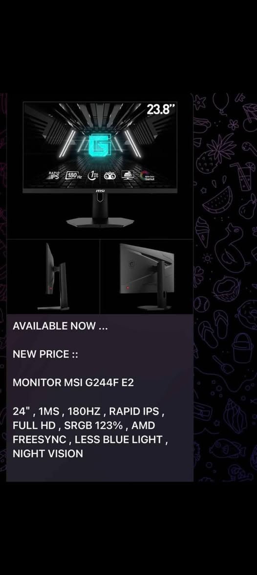 شاشة وسماعات سويه للبيع بسعر 230 الف فقط وبيها مجال بسيط للشراي🤍💎
رقمي : ***********
راسلني خاص لمعرفة جميع التفاصيل🖤

شاشة مونتر ام اس آي ، استخدام 4 اشهر جديدة جداً وبدون اي خلل ونظيفة كلش ومواصفات حلوة ومناسبة جداً🤍

مواصفات الشاشة: 

MONITOR MSI G244F E2

24", 1MS, 
180HZ, 
RAPID IPS,
 FULL HD,
 SRGB 123%, 
AMD FREESYNC,
 LESS BLUE LIGHT NIGHT VISION
تحتوي على كثير من الاعدادات لتصفية الضوء وتحتوي على مجموعة فلاتر مناسبة للافلام والالعاب والتلفاز وغيرها...

وأيضاً سماعات HyperX Cloud Alpha
سماعات جداً نظيفة وقوية ونقية وبيها عزل حلو وتصفية للصوت ، استخدام قليل جداً مع مداراة

مواصفات السماعة:
HyperX Cloud Alpha Wireless - Gaming Headset for PC, Xbox, PS4/5
, 300-hour battery life,
 DTS Headphone:X Spatial Audio, Memory foam,
 Dual Chamber Drivers, Noise-canceling mic, 
Durable aluminum frame,
Red
