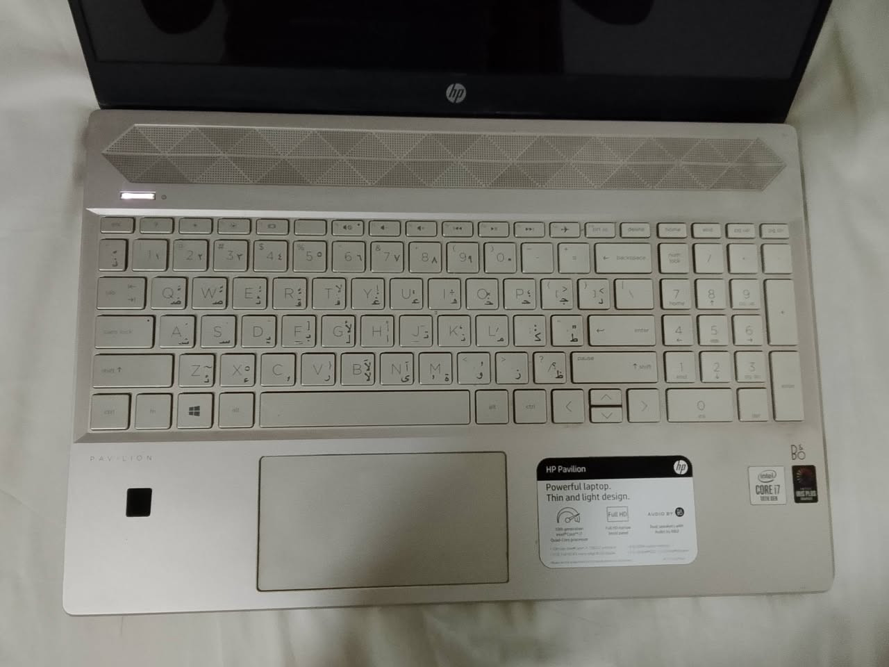 Hp Pavilion.
Core I7 جيل عاشر 
Intel Iris Plus 4GB  كرت داخلي
8GB رام
1T Ssd m.2 ذاكرة 
15.6 Full Hd IPS شاشة
لابتوب كلش نظيف وبطارية ممتازة 
سعر 400 الف للتواصل خاص عنوان بغداد
***********
