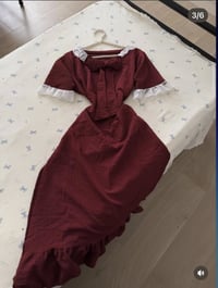 فستان عيد • فري سايز • بني وماروني