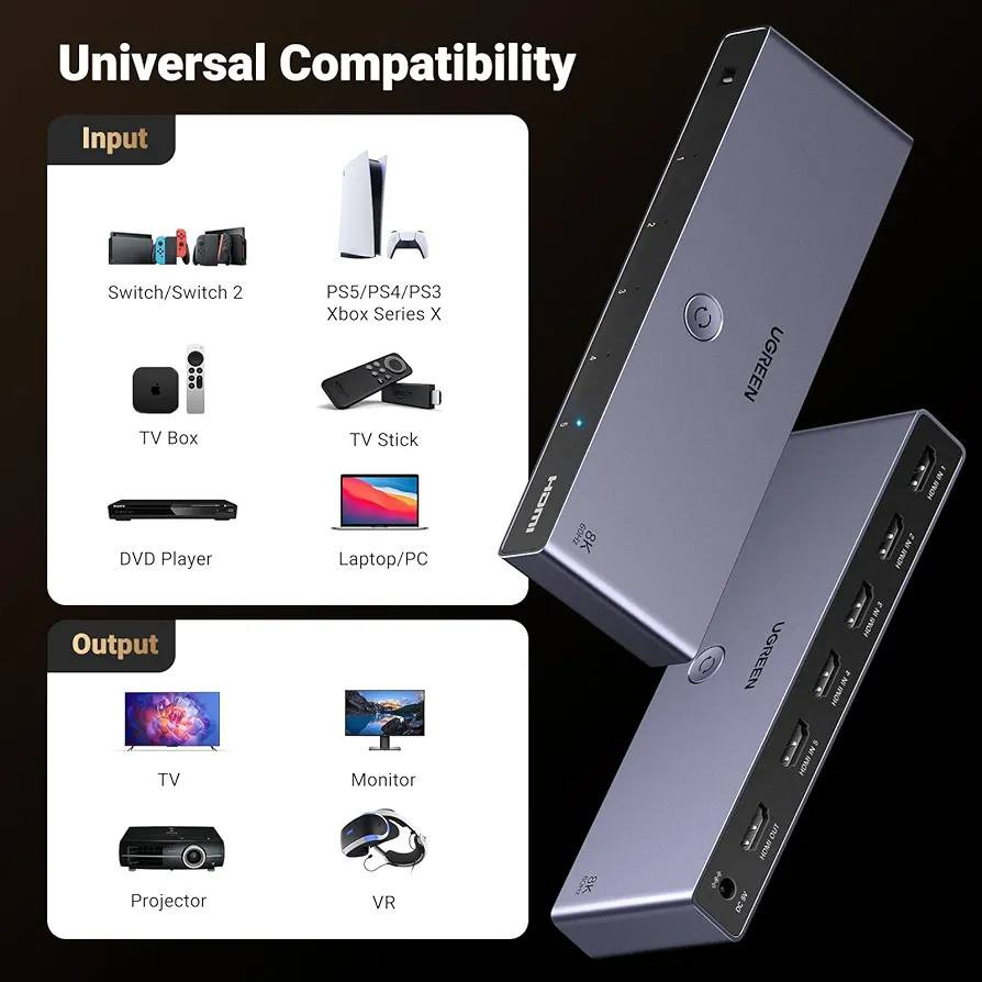 🔀 UGREEN 8K@60Hz HDMI Switch | 5 In 1 Out Aluminum 🖤✨

سويتش HDMI فاخر من UGREEN مصمم للي يريد يربط عدة أجهزة بشاشة واحدة بأعلى جودة وبدون تعقيد 🎮📺🔥

يدعم دقة 8K@60Hz و 4K@120Hz ليمنحك صورة فائقة الوضوح وتفاصيل سلسة تناسب الألعاب والأفلام عالية الجودة 🎬⚡

يتيح توصيل حتى 5 أجهزة HDMI على شاشة واحدة مع تبديل سريع وسلس بضغطة زر، مثالي للـ PS5 / Xbox / PC / TV Box وغيرها 🎮🖥️📡

مصنوع بهيكل ألمنيوم فاخر يمنح تبريد أفضل ولمسة Premium أنيقة، مع نقل إشارة ثابت بدون تقطيع أو تأخير 🔩✨

 UGREEN HDMI Switch…✨️
تنظيم احترافي، جودة 8K حقيقية، وتجربة تليق بالأجهزة الفخمة. 🖤📺

للحجز والاستفسار خـاص…📩


**إذا كنت صاحب هذا الإعلان وتريد حذفه لأي سبب، رجاءا أرسل رسالة إلى الدعم الفني**