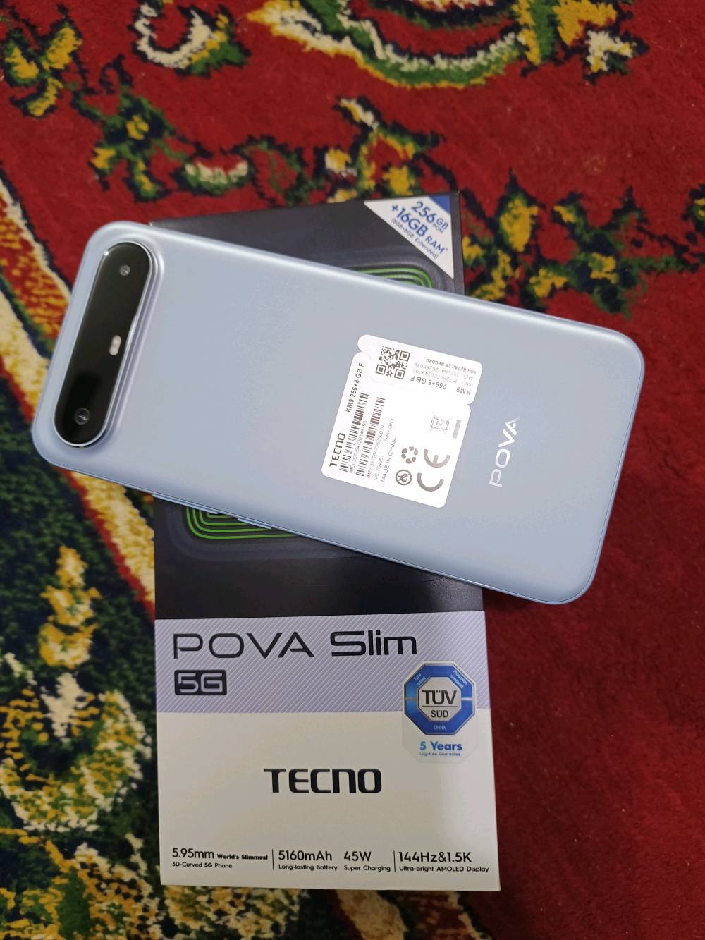 تكنو Pova Slim 5G اخو جديد
شاشة اموليد 6.7 تردد 144 هيرتز
ذاكرة الجهاز 256 عشوائية 16
بطارية 5160 شحن سريع 45 واط 
مكاني النجف ملحقاته كاملة كلها
السعر 255 بي مجال قليل لشراي
