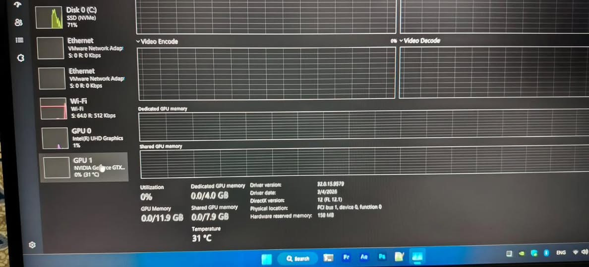 للبيع: لابتوب جيمنج ومونتاج MSI GF63 Thin بنظافة ممتازة 💻🔥
​💡 المواصفات:
​المعالج: Intel Core i7-11th Gen (فئة H القوية للأعمال الشاقة).
​الرام: 16GB DDR4 (سرعة 3200MHz لسلاسة تامة).
​كارت الشاشة: NVIDIA GeForce GTX 1660 Max (ممتاز للألعاب والرندرة).
​الهارد: SSD NVMe فائق السرعة.
​الكيبورد: مضيء باللون الأحمر المميز.
​النظام: Windows 11 جاهز ومستقر.
​الجهاز مثالي جداً للألعاب الحديثة وبرامج الهندسة والمونتاج (Premiere, After Effects, Photoshop).
​📌 الملحقات: الشاحن الأصلي.
📥 للاستفسار عن السعر، يرجى المراسلة على الخاص


**إذا كنت صاحب هذا الإعلان وتريد حذفه لأي سبب، رجاءا أرسل رسالة إلى الدعم الفني**