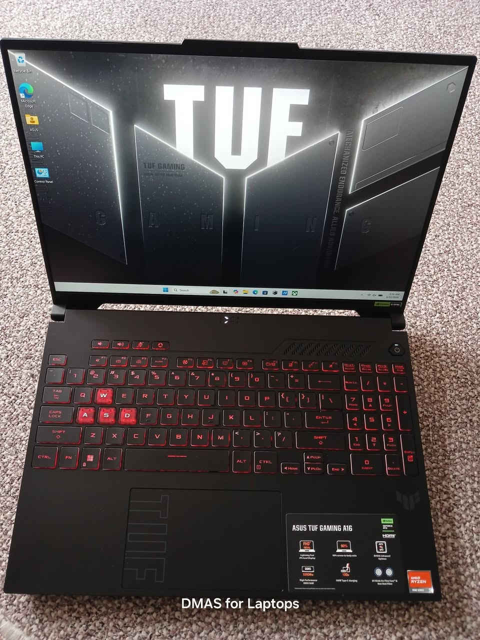 لابتوب ASUS TUF Gaming مستعمل نظيف جداً، ويا كرتونه
السعر مليون و 450 الف ثابت قفل
🔹 Ryzen 9 7940HX معالج رايزن 9
🔹 RTX 4060 8GB (140W) کرت شاشة خارجي ثمان كيكا
🔹 رام 16GB DDR5
🔹 1TB NVMe + 500GB NVMe دبل هارد ان في مي
🔹 شاشة 16 إنج FHD+ 165Hz
🔹 كيبورد RGB 4 Zone

   ففط بيع بدون مراوس 
توصيل متوفر
للتواصل: *********** 
مكتب ديماس للابتوبات العاب
موقع: اربيل
