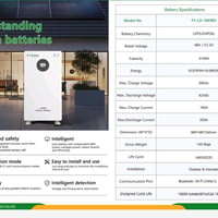 بطاريات LiFePO4 • ١٦kW ٣١٦Ah • ضمان ٥ سنين