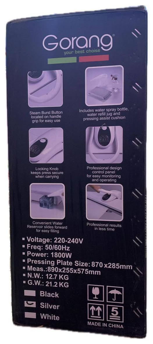 للبيع مكوى بخار Gorang GOR360 جديد بالكارتون، ما مستخدم نهائياً
قوة 1800 واط
حجم 32 إنج (سطح كوي أوسع 7 مرات من المكوى العادي)
بخار قوي بضغطة زر
✔️ يكوي الملابس، البنطلونات، أغطية السرير والستائر 
✔️ مضمون 

💰 السعر: 200,00دينار (قابل للتفاوض البسيط)
📍 التوصيل متوفر


**إذا كنت صاحب هذا الإعلان وتريد حذفه لأي سبب، رجاءا أرسل رسالة إلى الدعم الفني**