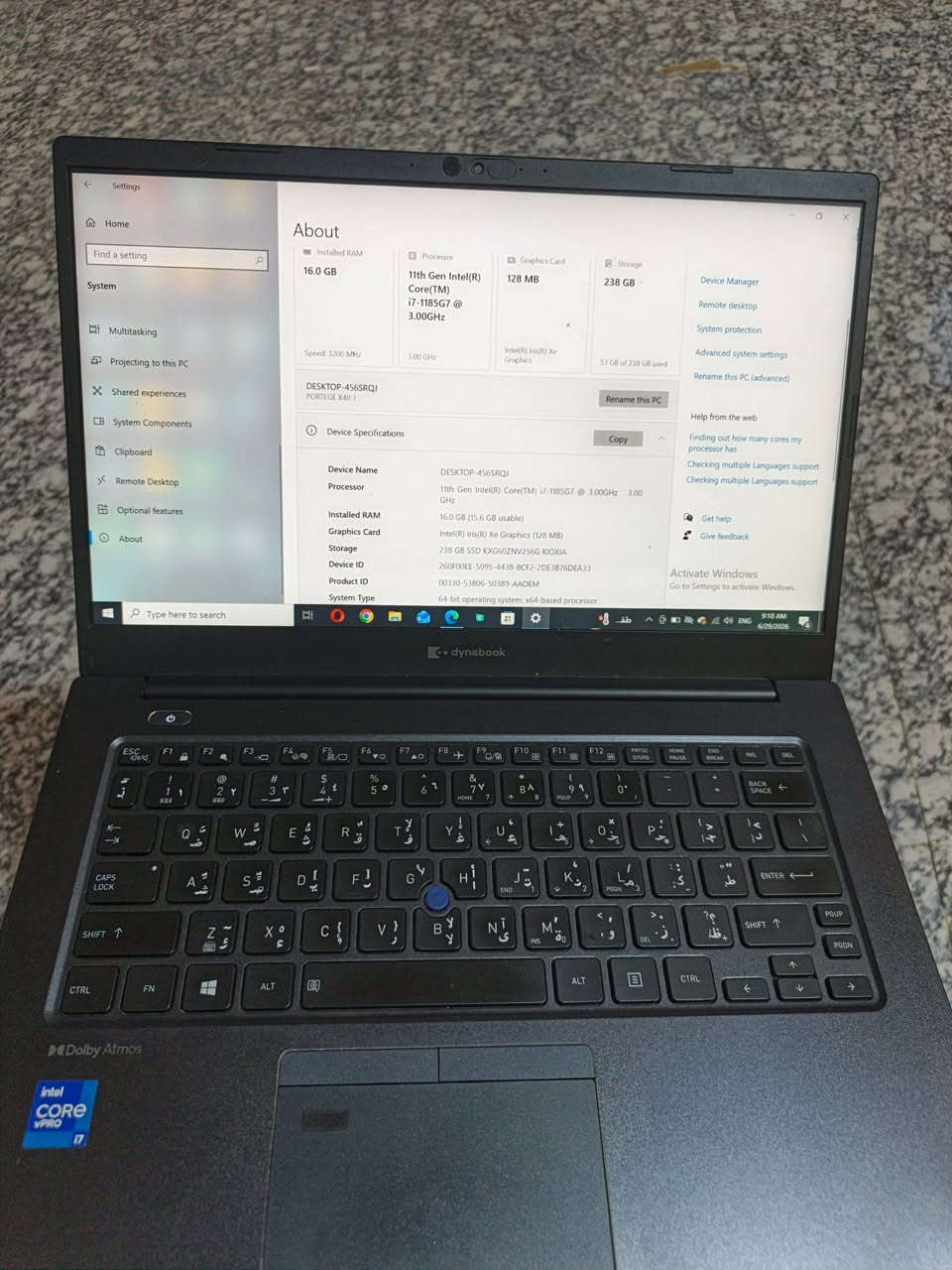 للبيع لابتوب Dynabook Portégé X40-J
💻 المعالج: Intel Core i7-1185G7 (الجيل 11)
⚡ سرعة المعالج: 3.00GHz (يوصل أعلى مع Turbo Boost)
🧠 الرام: 16GB DDR4 3200MHz
💾 التخزين: SSD NVMe سعة 256GB
🎮 كرت الشاشة: Intel Iris Xe Graphics
🖥️ الشاشة: 14 إنج Full HD
🌐 Wi-Fi 6 + Bluetooth
🔋 بطارية ممتازة
🪶 جهاز خفيف ومناسب للشغل والألعاب والدراسة والبرامج والتصميم 
لاب توب ميديا +١
السعر: (٣٥٠ وبيها مجال للشراي طبعا مو سعرها وخساره بس محتاج ) مكاني بغداد دوره  للأستفسار *********** واتس
